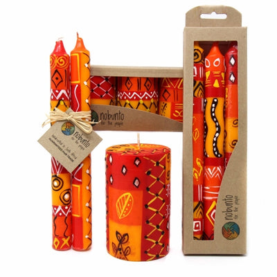 Hand-Painted Dinner Candles, Boxed Set of 3 (Zahabu Design)