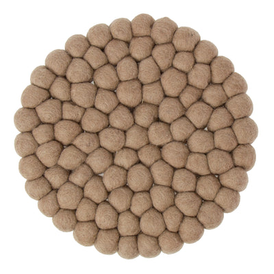 Felt Ball Trivet: Round, Driftwood Brown