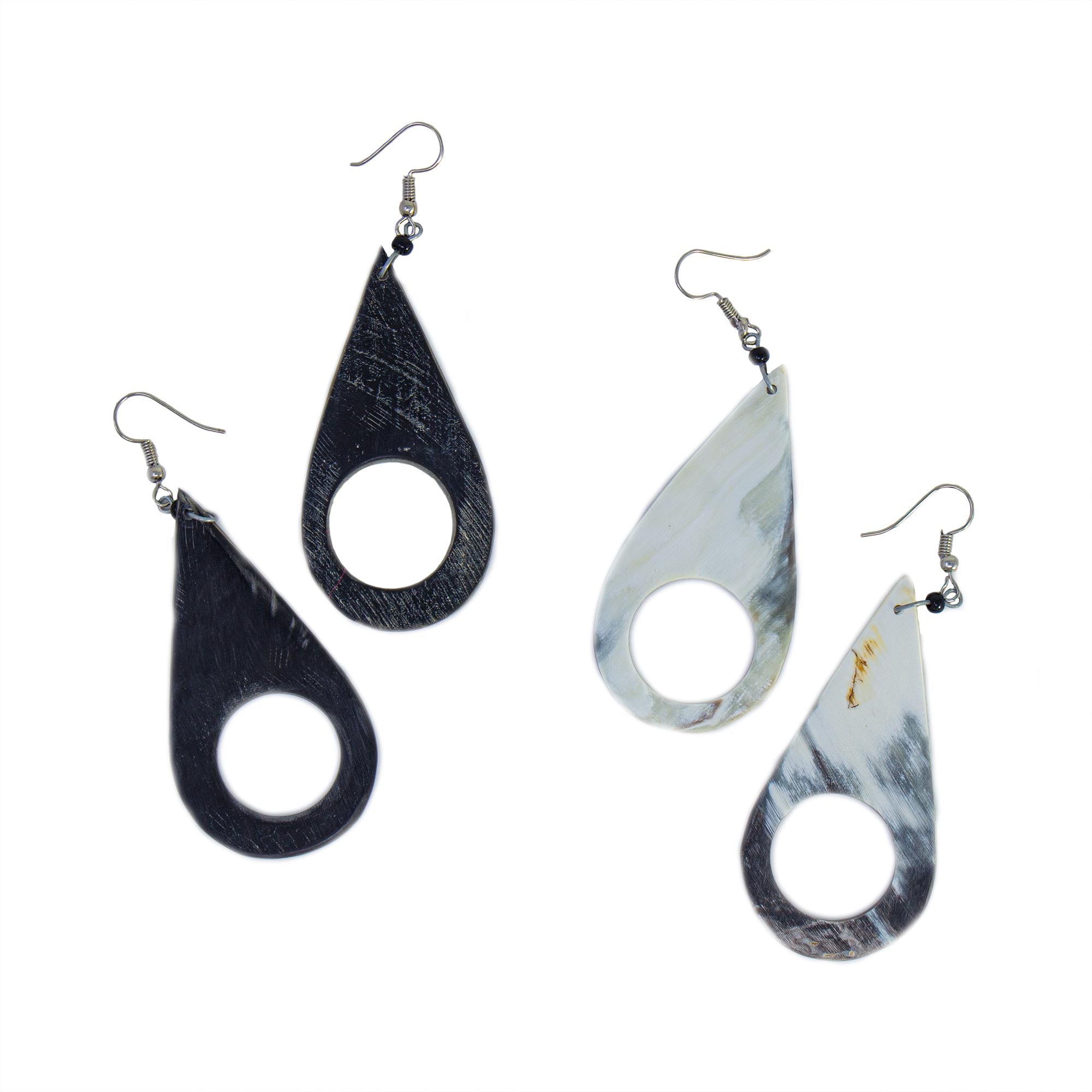 Teardrop Dangle Horn Earrings, Dark Hue