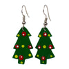 Set of 10 Painted Tin Christmas Tree Earrings