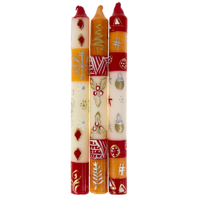 Christmas Hand-Painted Dinner Candles, Set of 3 (Kimeta Design)